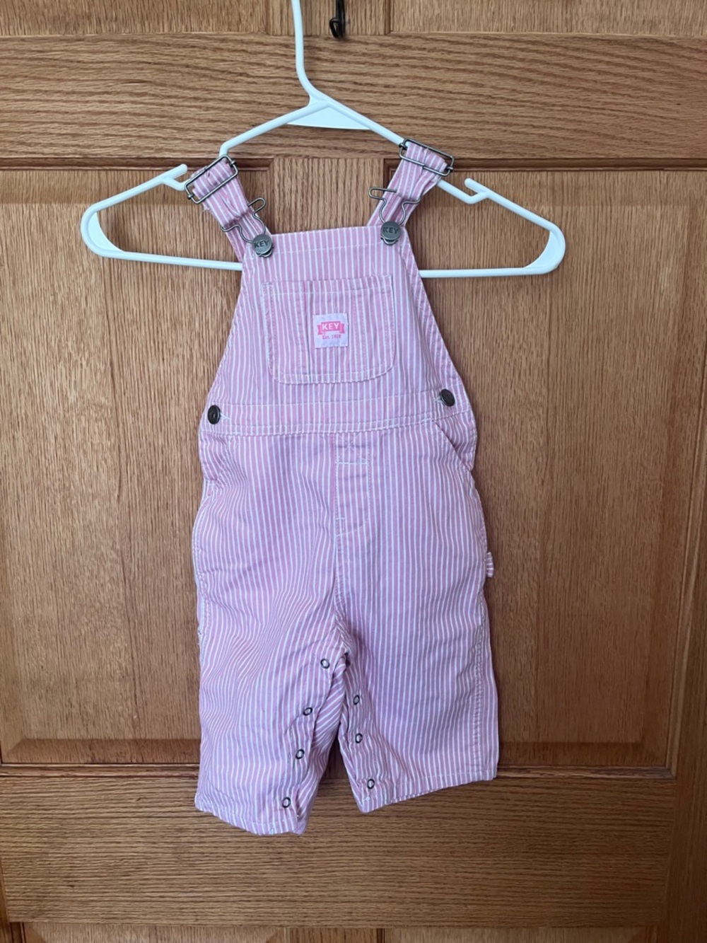 Key Pink Striped Kids Overalls
